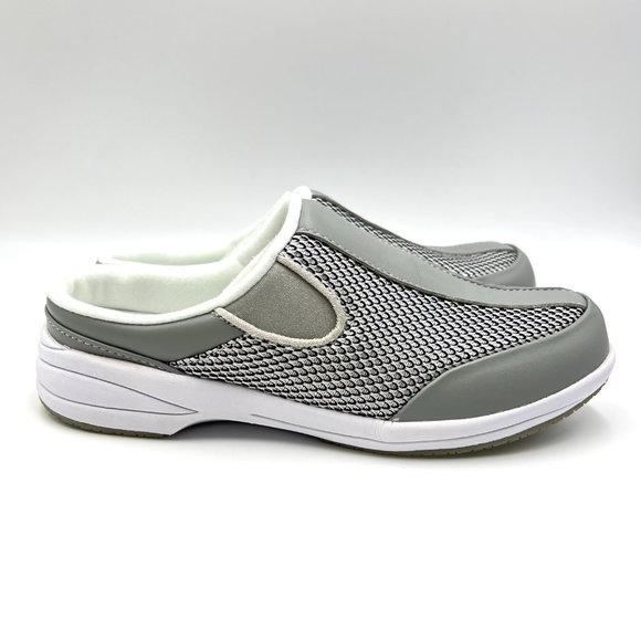 Propet Womens Gray Silver Washable Walker Slide Comfort Slip On Mules Shoes 6M - Picture 1 of 11